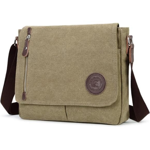 Canvas Messenger Bag Small Crossbody Bag Vintage Shoulder Bag for Men Women - Picture 2 of 8